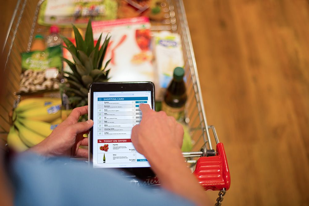 Online indkøbsliste på en tablet