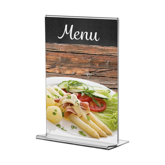 Transparent menukortholder af akryl
