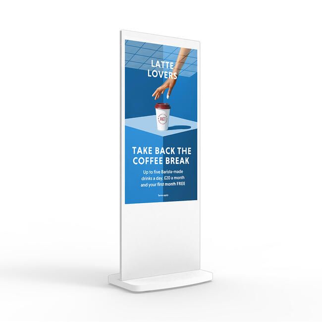 Digital reklametavle med kaffereklame til indendørs