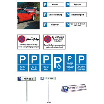Parkeringsplads- og standsningsforbudsskilte i aluminium