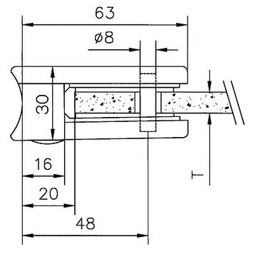 Glasklemme til montering på rør fra 48,3-50,8 mm Ø / 6, 8 og 10 mm