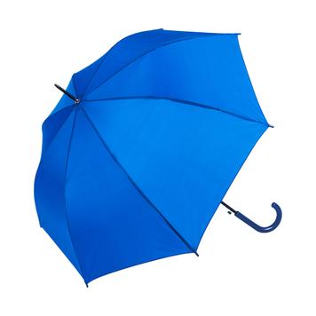Paraply "Fair" med farverigt rundt kroget greb og metalspids